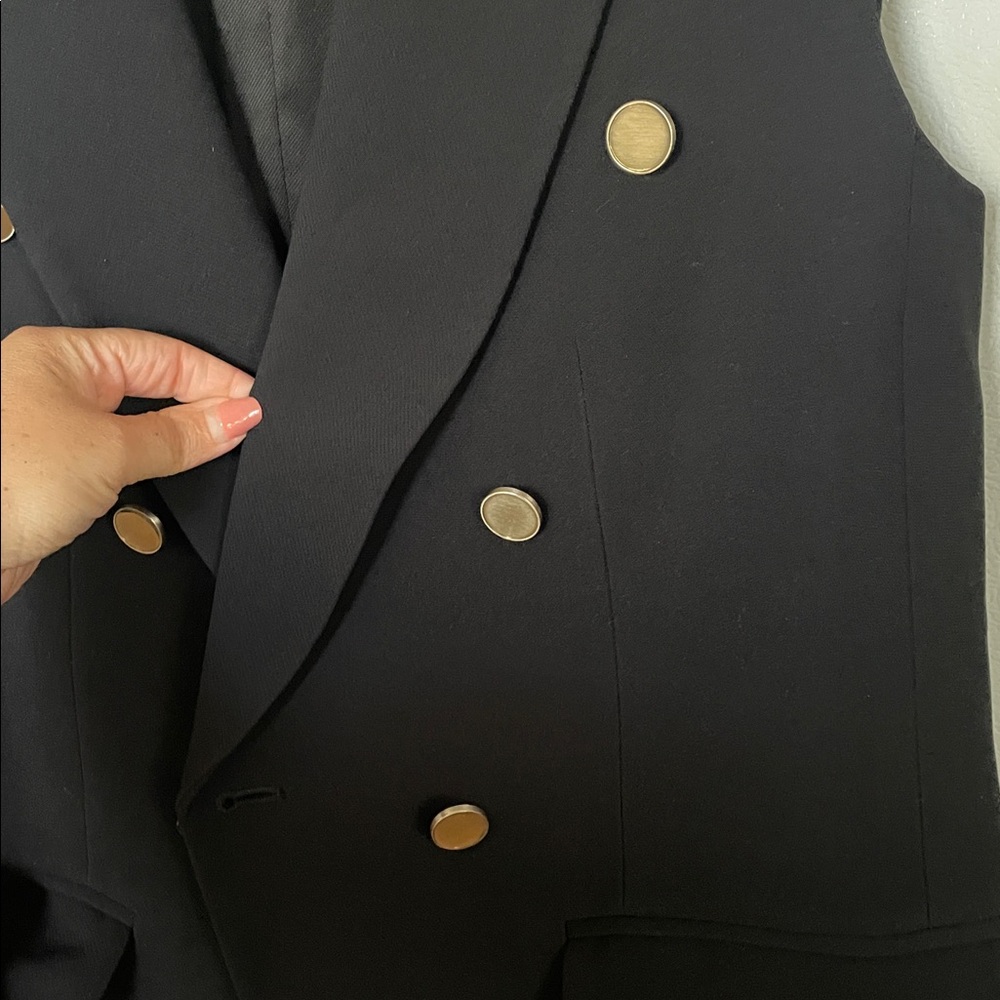 Club Monaco Small Selska Longline Black Double-Breasted Vest MSRP $270 - Picture 7 of 9
